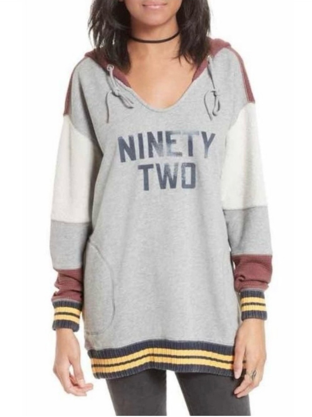 Free People Ninety 92 Naomi Pullover Hooded Sweatshirt